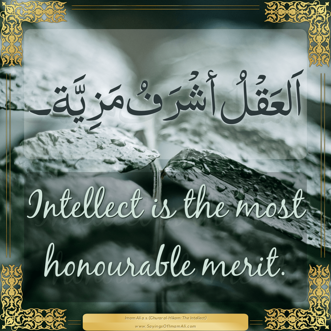 Intellect is the most honourable merit.